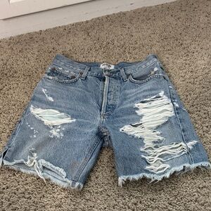 Agolde Ripped Light Blue Jean Shorts